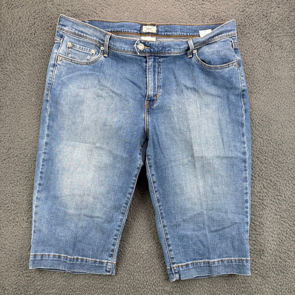 Levis 515 Capri Jeans Womens‎ 16 Blue Denim Stretch Mid Rise Flap Pocket Shorts